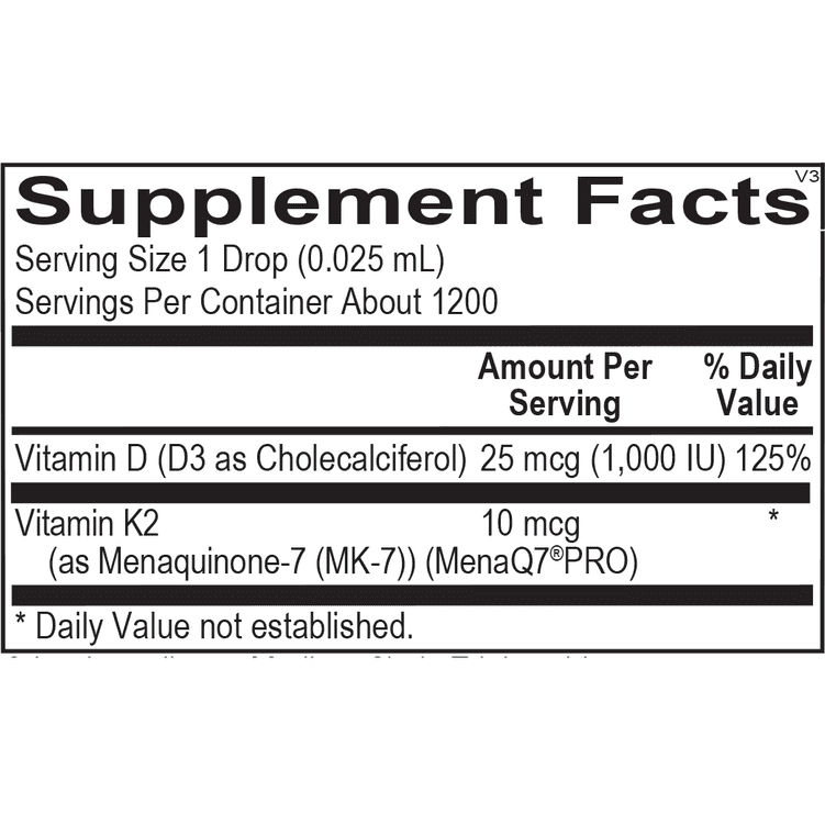 Liquid Vitamin D3 w/ K2 - 1 drop 600 servings